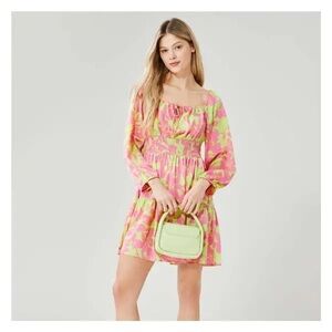 Pink & Green long sleeve dress- mini